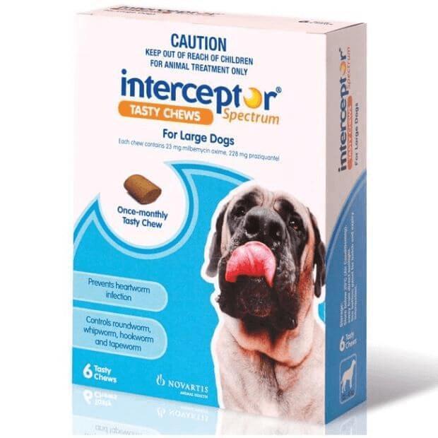 Interceptor Spectrum Heartworm Tablets for Large Dogs 22.5 - 45kg Blue ...