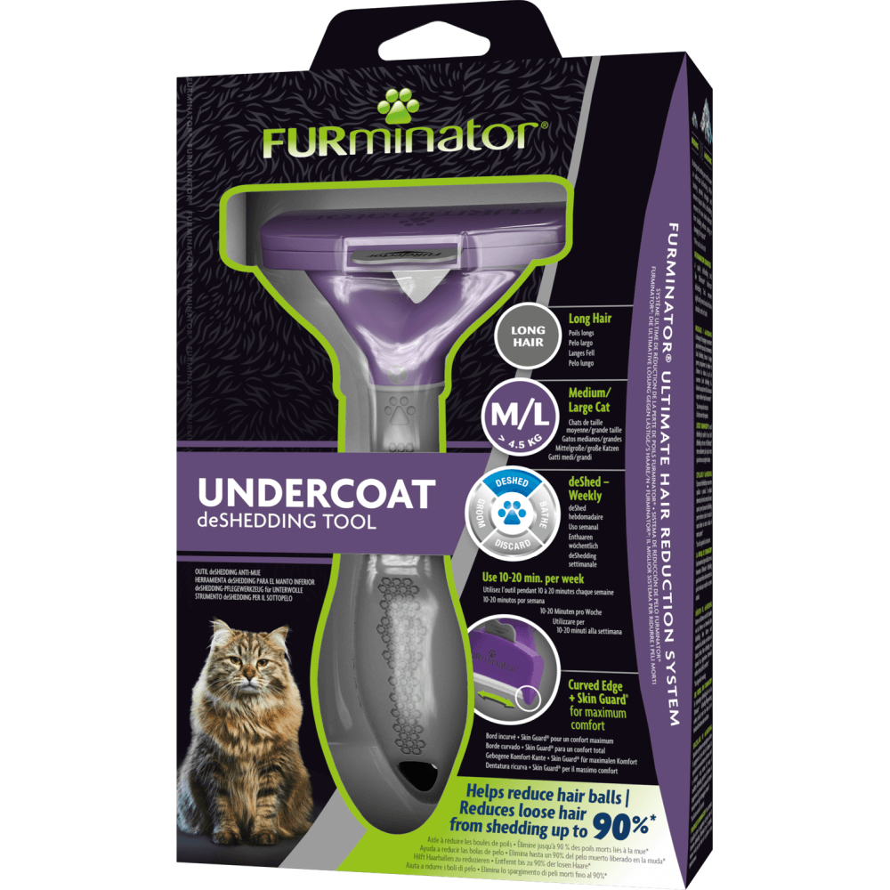 FURminator Medium or Large Cat Long Hair Undercoat Deshedding Tool ...