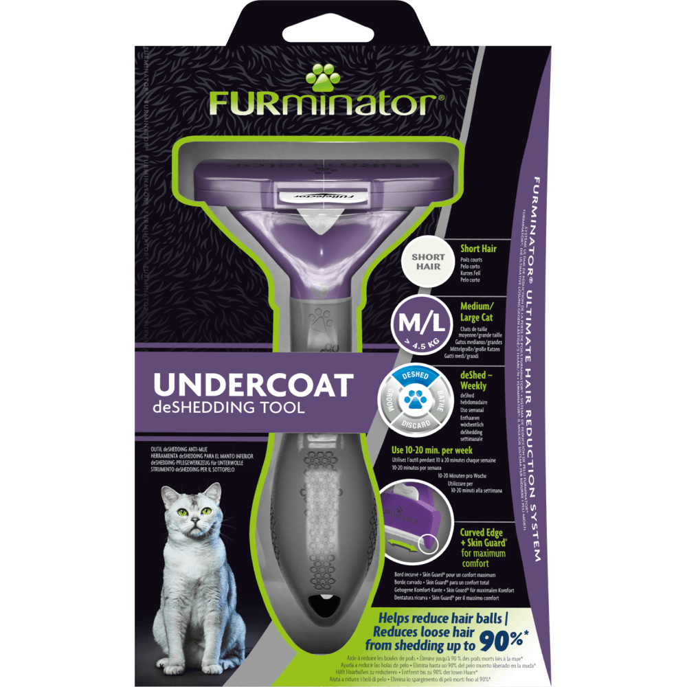 FURminator Medium or Large Cat Short Hair Undercoat Deshedding Tool ...
